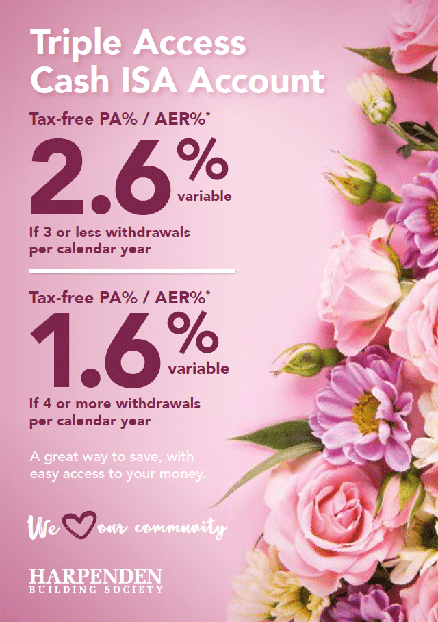 Triple Access Cash ISA Harpenden Building Society